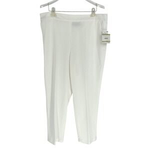 NWT Kasper Dress Pants Womens 14 White Vanilla Ice Crepe Relaxed Elastic Waist